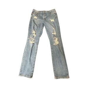 Old Navy Jeans Womens 12 Blue Pop Icon Skinny Extra High-Rise Distressed Ripped